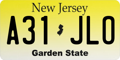 NJ license plate A31JLO