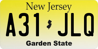 NJ license plate A31JLQ