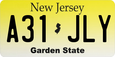 NJ license plate A31JLY