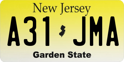 NJ license plate A31JMA