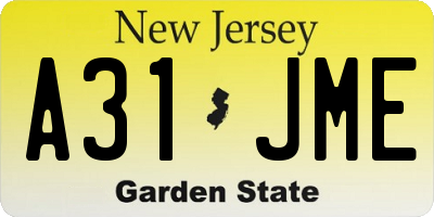 NJ license plate A31JME