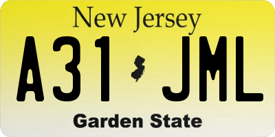 NJ license plate A31JML