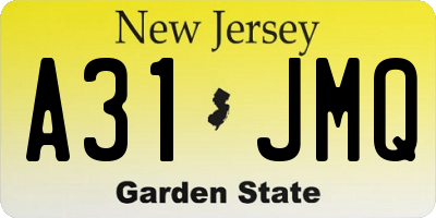 NJ license plate A31JMQ