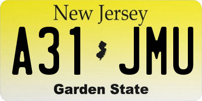 NJ license plate A31JMU