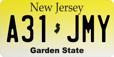 NJ license plate A31JMY