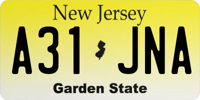 NJ license plate A31JNA
