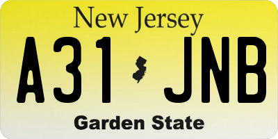 NJ license plate A31JNB