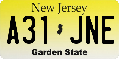 NJ license plate A31JNE