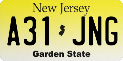NJ license plate A31JNG