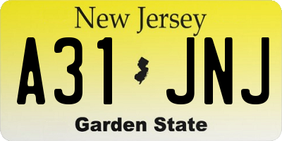 NJ license plate A31JNJ