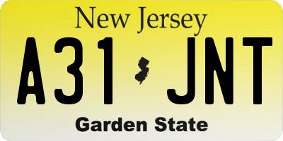 NJ license plate A31JNT