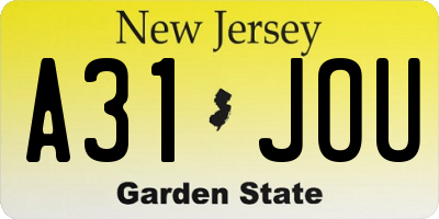 NJ license plate A31JOU