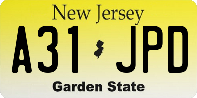 NJ license plate A31JPD