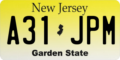 NJ license plate A31JPM