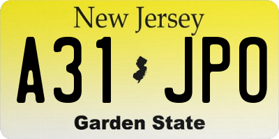 NJ license plate A31JPO
