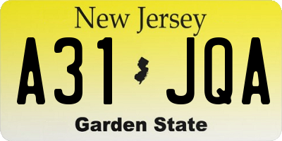 NJ license plate A31JQA