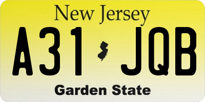 NJ license plate A31JQB