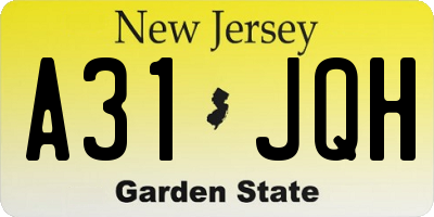 NJ license plate A31JQH