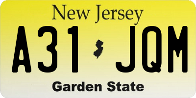 NJ license plate A31JQM