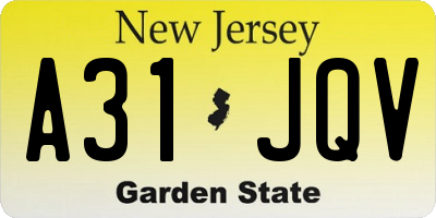 NJ license plate A31JQV