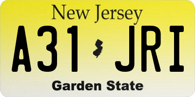 NJ license plate A31JRI