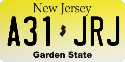 NJ license plate A31JRJ