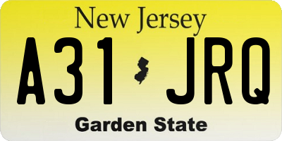 NJ license plate A31JRQ