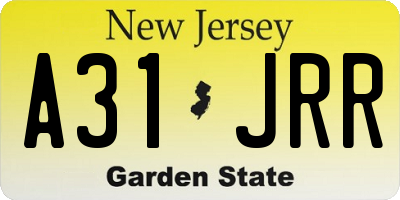 NJ license plate A31JRR