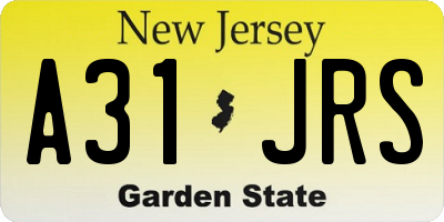 NJ license plate A31JRS