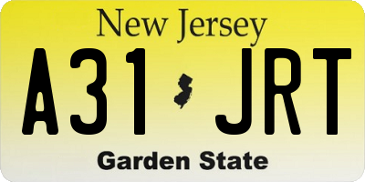 NJ license plate A31JRT