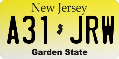 NJ license plate A31JRW