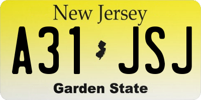 NJ license plate A31JSJ