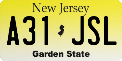 NJ license plate A31JSL