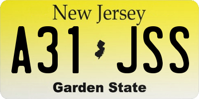 NJ license plate A31JSS
