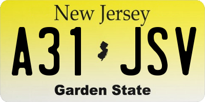 NJ license plate A31JSV