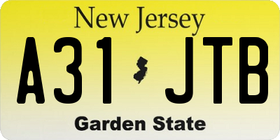 NJ license plate A31JTB
