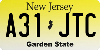 NJ license plate A31JTC