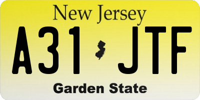 NJ license plate A31JTF