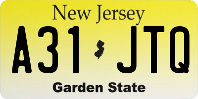 NJ license plate A31JTQ
