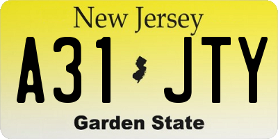 NJ license plate A31JTY