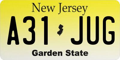 NJ license plate A31JUG