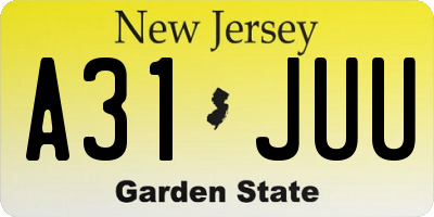 NJ license plate A31JUU