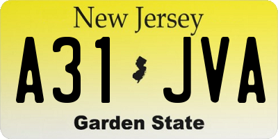 NJ license plate A31JVA