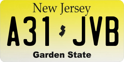 NJ license plate A31JVB