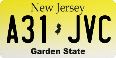 NJ license plate A31JVC