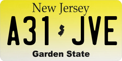 NJ license plate A31JVE