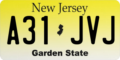 NJ license plate A31JVJ