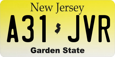 NJ license plate A31JVR