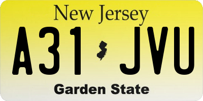 NJ license plate A31JVU