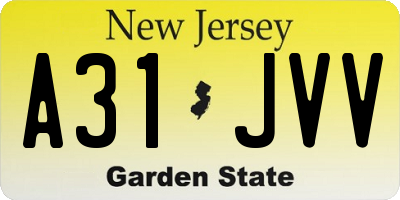 NJ license plate A31JVV